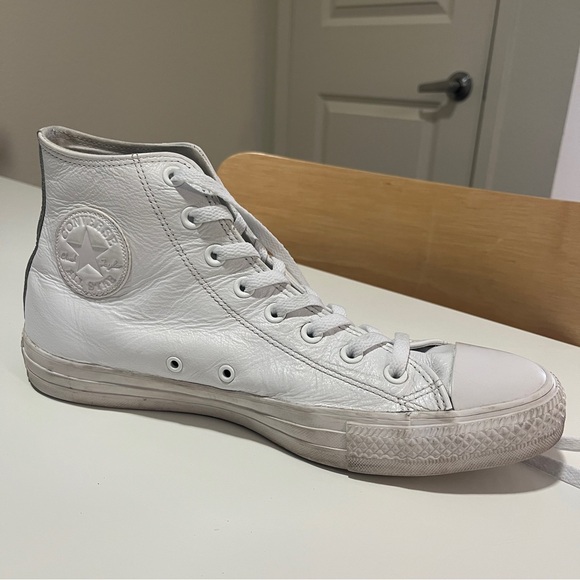 Sold on depop - Converse - White High-Top - Leather Sneakers - Picture 4 of 10